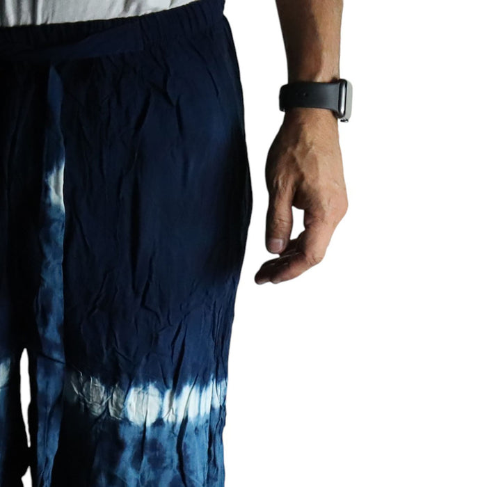 Loungehose im japanischen Stil – Blau, Petrol & Orange (Groß)