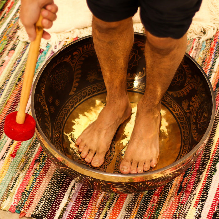 Huge Vibrational Feet Standing Bowl - Engraved, 50cm