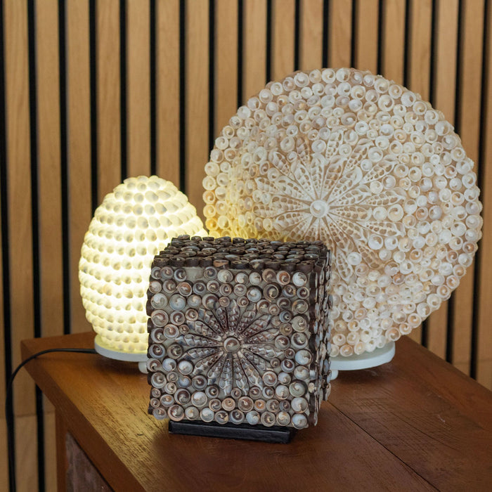 Large Boho Cut Art Sea Shell Lamp - Oval, 15cm