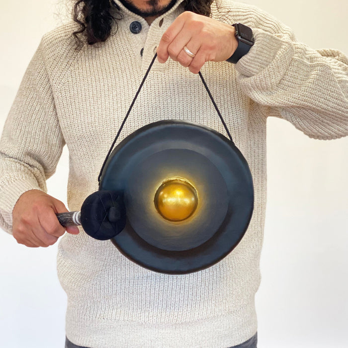 Kleiner Heilender Gong auf Ständer - Schwarz 25cm