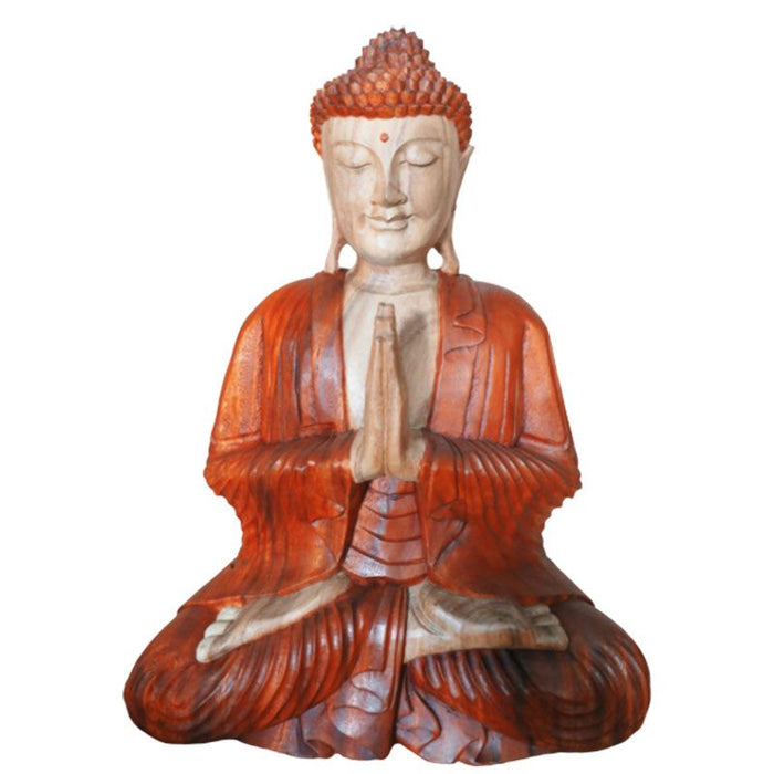 Geschnitzte Buddha-Statue aus Holz, Willkommen - 30cm