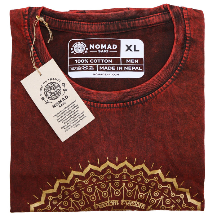 Stonewashed Baumwoll-T-Shirt – Hamsa, Kastanienbraun (XL)