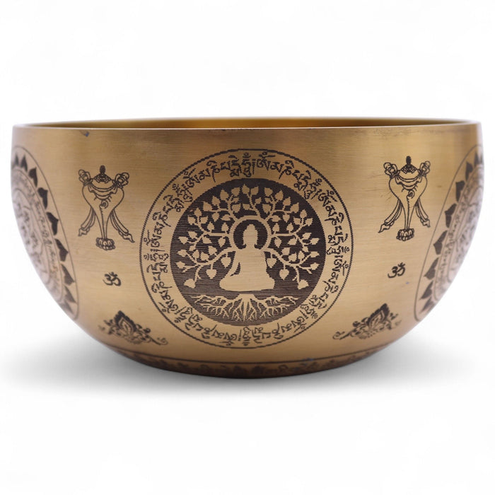 Set of 4 Etched Brass Singing Bowls - Yogi
