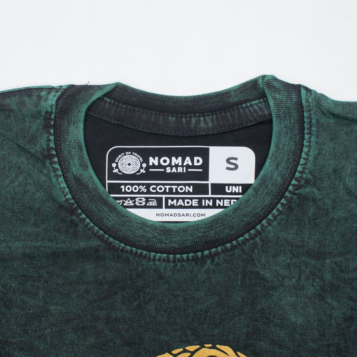 Stonewashed Cotton T-Shirt - Tree of Life, Green (Small)