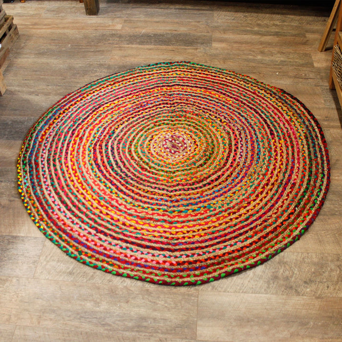 Runder Teppich aus Jute und recycelter Baumwolle – 150 cm