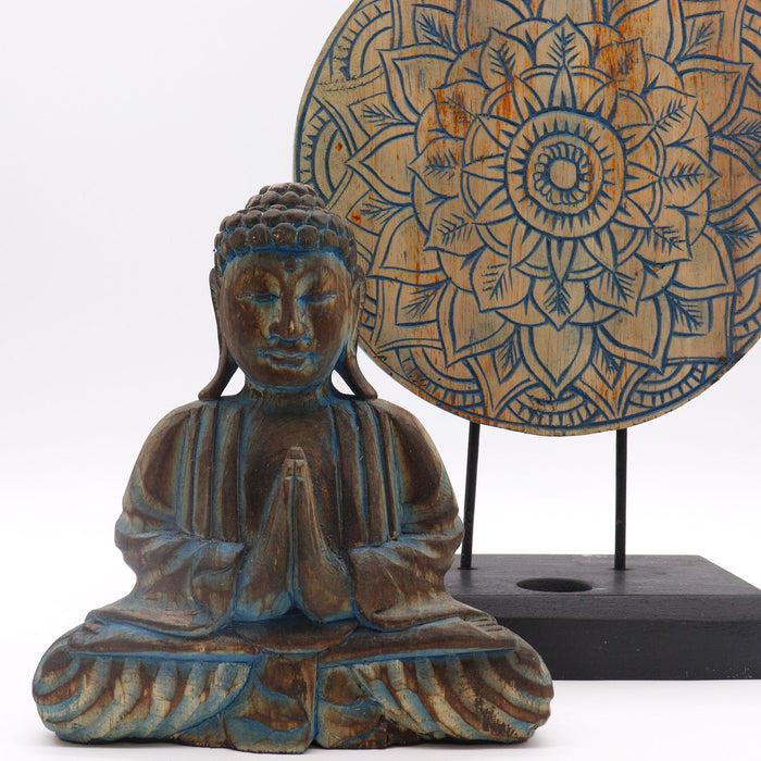 Buddha Feng Shui Set - Blumenmandala, Blau