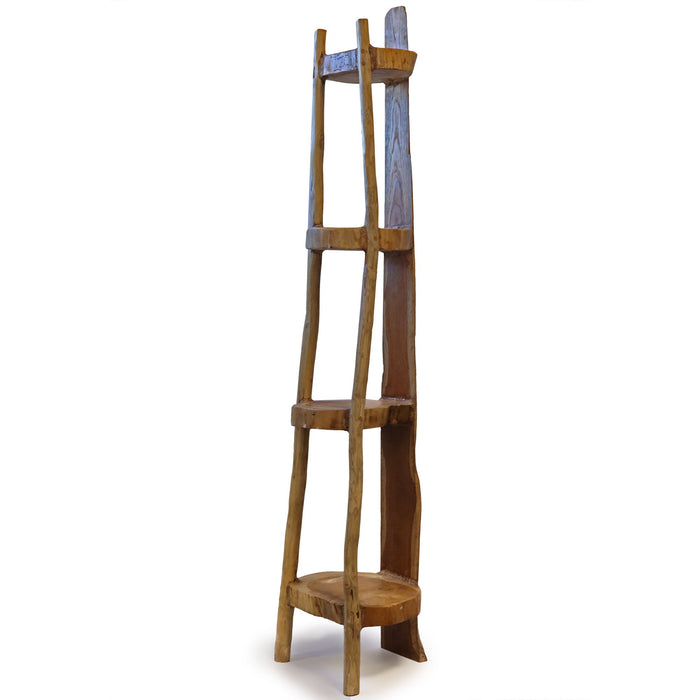 Natural Teak Corner Unit - 4 Shelves