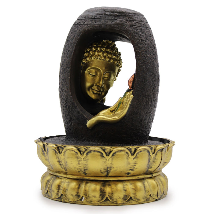 Tabletop Water Feature - Golden Buddha & Vitarka Mudra