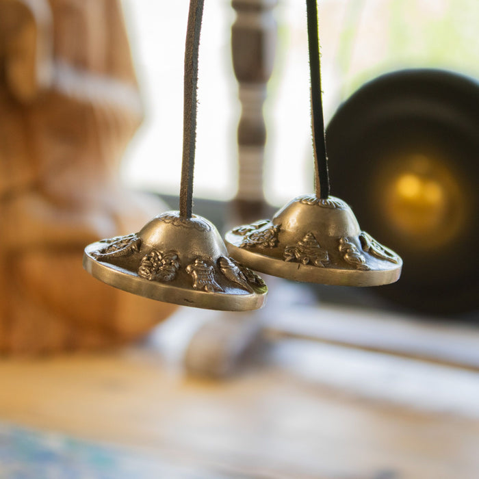 Brass Tibetan Tingsha Bells - Lucky Symbols