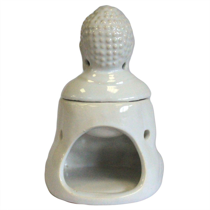 Keramik Duftlampe – Sitzender Buddha, Weiß
