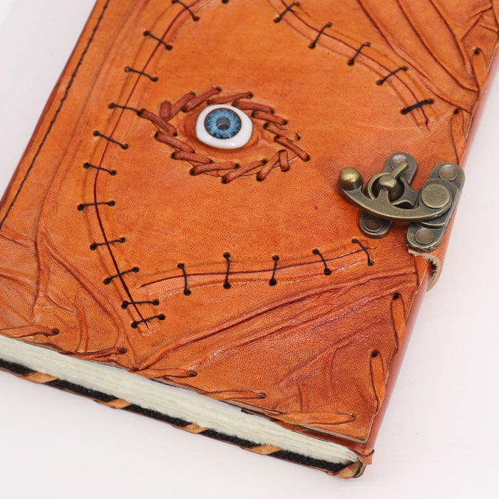 Leder Notizbuch - Böser Blick, Hellbraun (20x15cm)