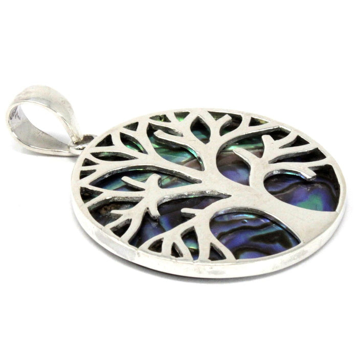 Sterling Silver & Abalone Pendant - Tree of Life (30mm)