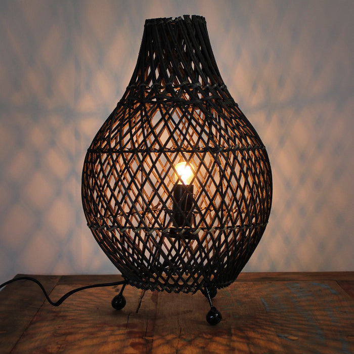 Lampe de table en rotin - Noire