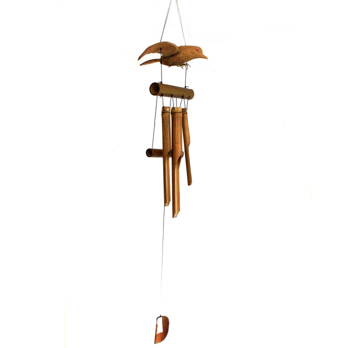 Natürliches Bambus-Windspiel mit Amsel
