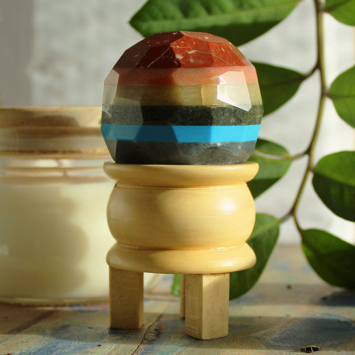 Faceted Gemstone Healing Ball - Seven Chakra