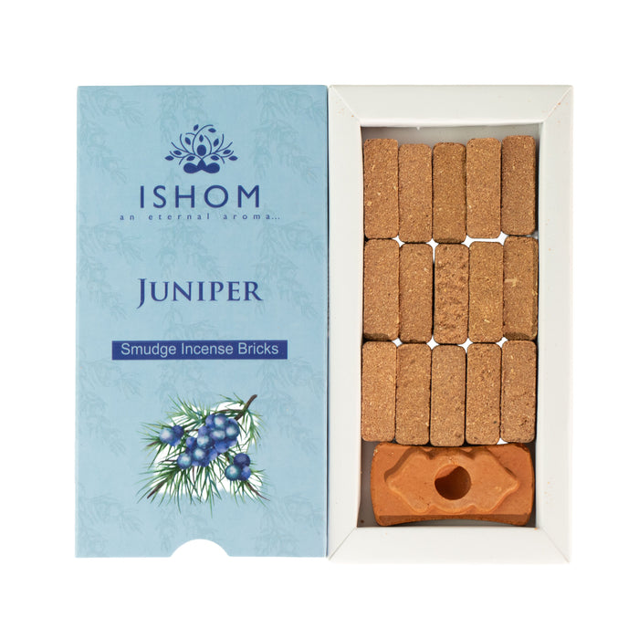 ISHOM Incense Smudge Bricks & Burner - Juniper