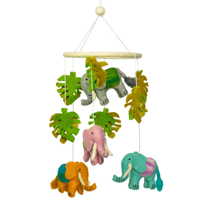 Mobile en feutre fait main - Éléphants
