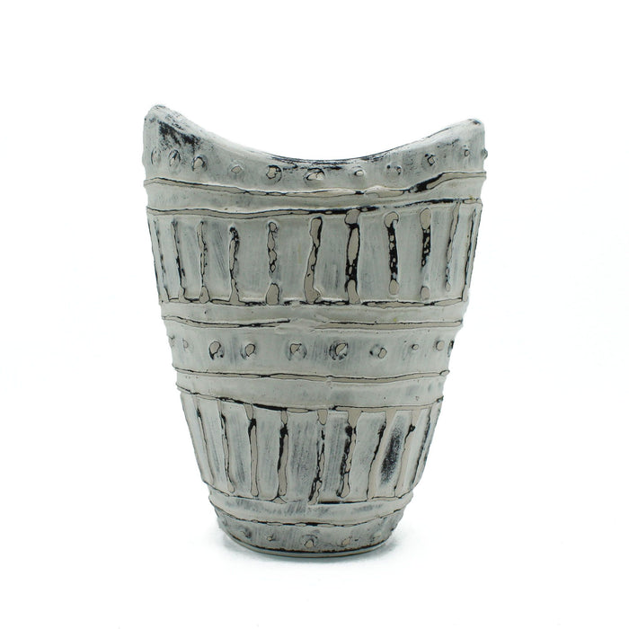 Vase en céramique de forme ornementale - Col large, Crème
