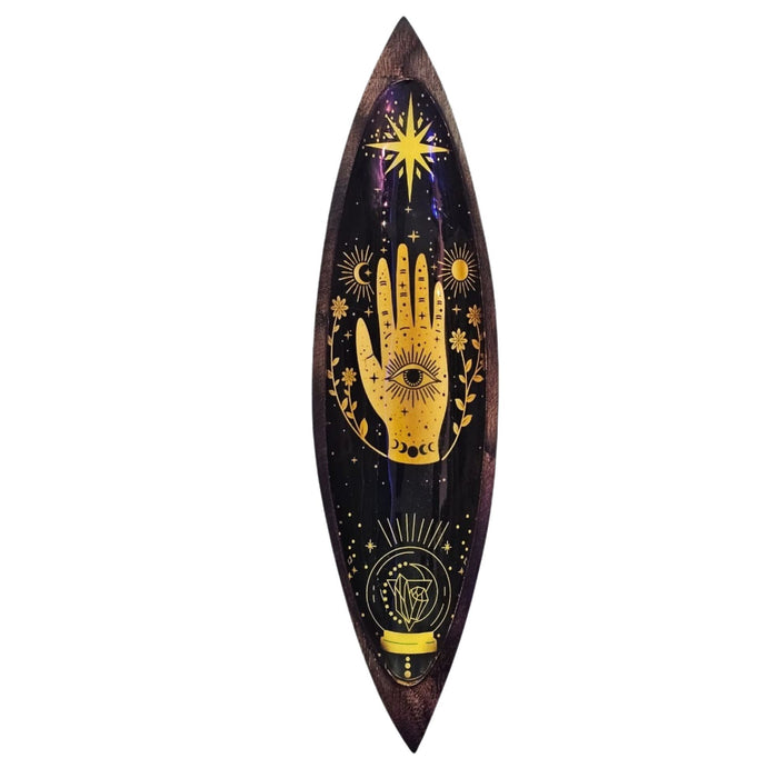 Emaille Räucherschale - Mangoholz - Hamsa