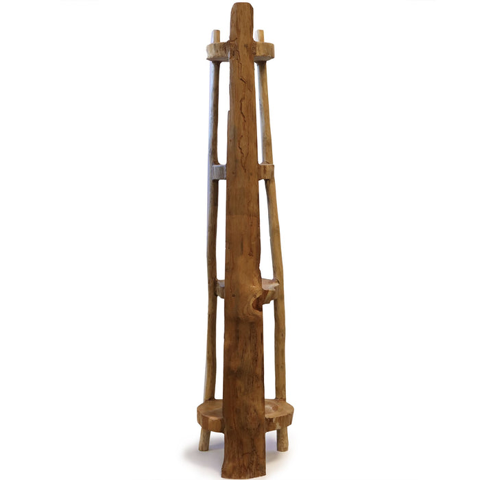 Natural Teak Corner Unit - 4 Shelves
