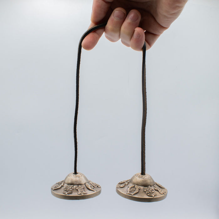 Brass Tibetan Tingsha Bells - Lucky Symbols