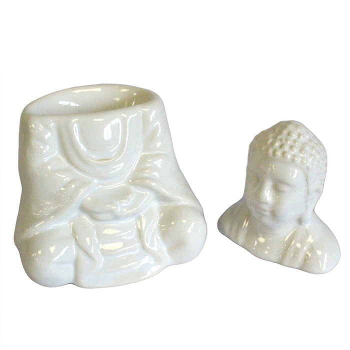 Keramik Duftlampe – Sitzender Buddha, Weiß