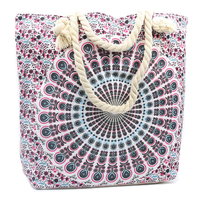 Mandala-Tasche mit Seilgriffen – Electric Blue
