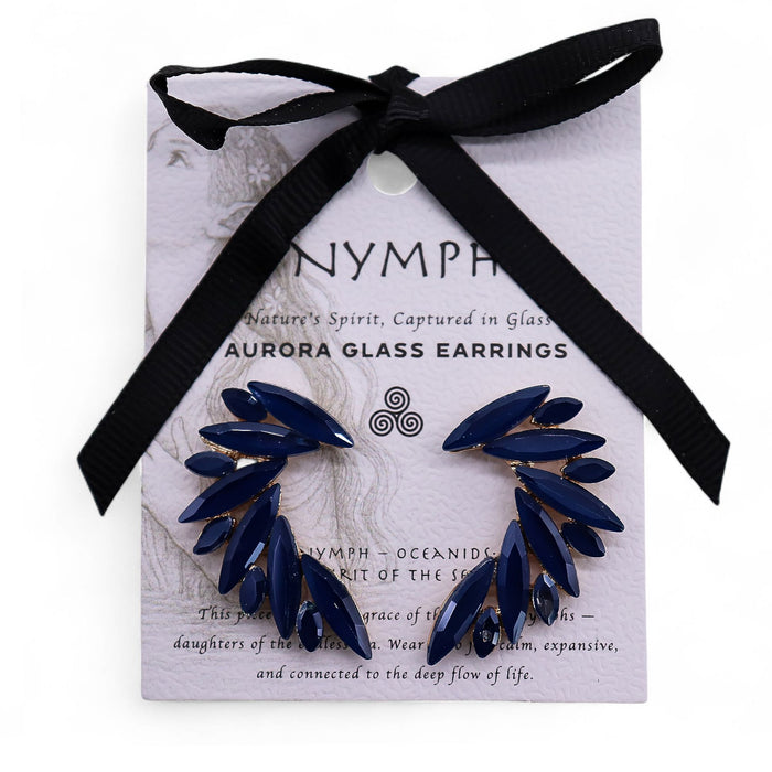 Nymph Aurora Glass Earrings - Angel Wings, Royal Blue