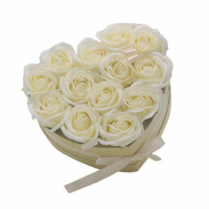 Soap Flower Gift Bouquet - Rose Heart, Cream