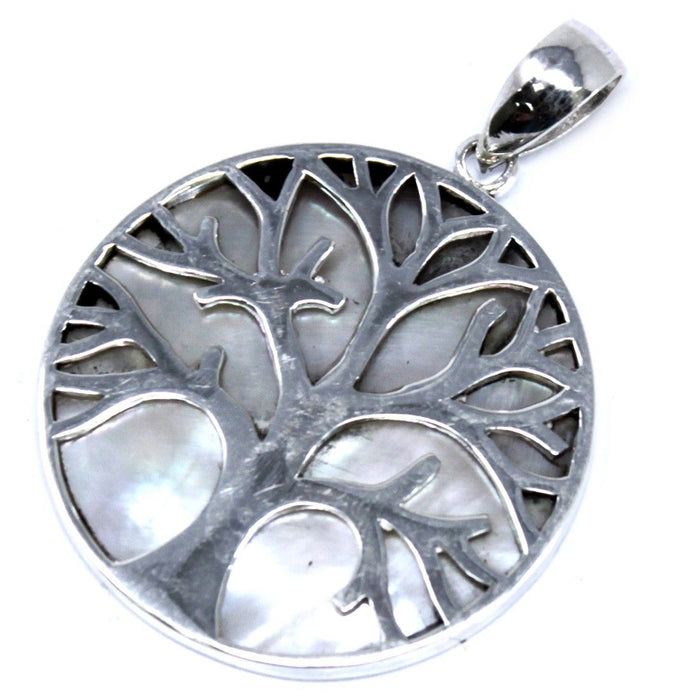 Sterling Silver & Mother-of-Pearl Pendant - Tree of Life (30mm)