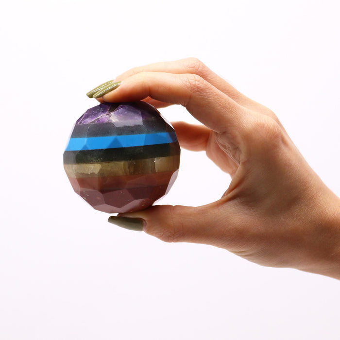 Faceted Gemstone Healing Ball - Seven Chakra