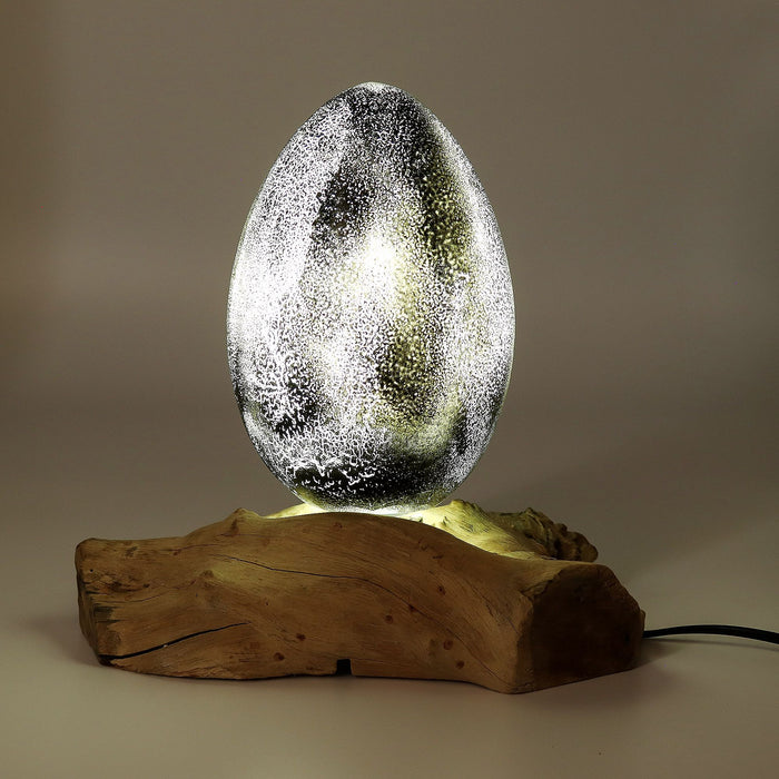 DriftGlow Lamp - Grey Crackle 'Lava Egg' Shade