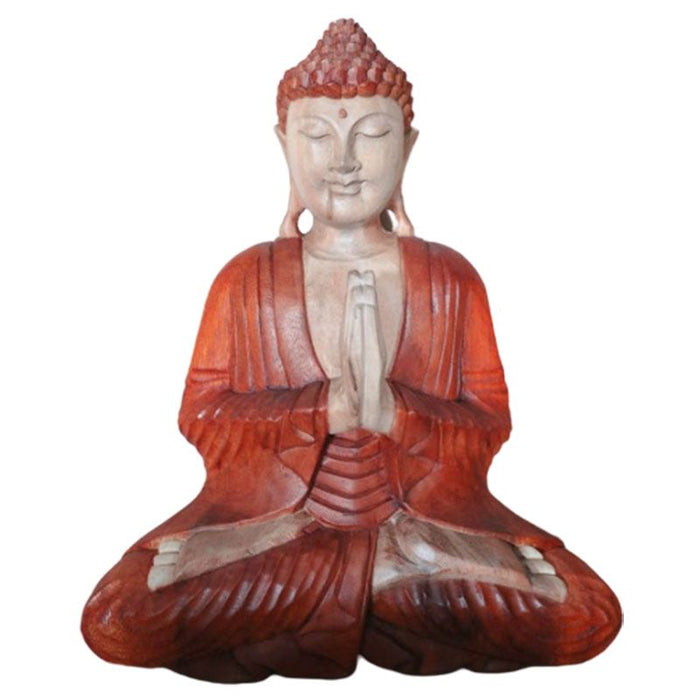 Geschnitzte Buddha-Statue aus Holz, Willkommen – 40cm
