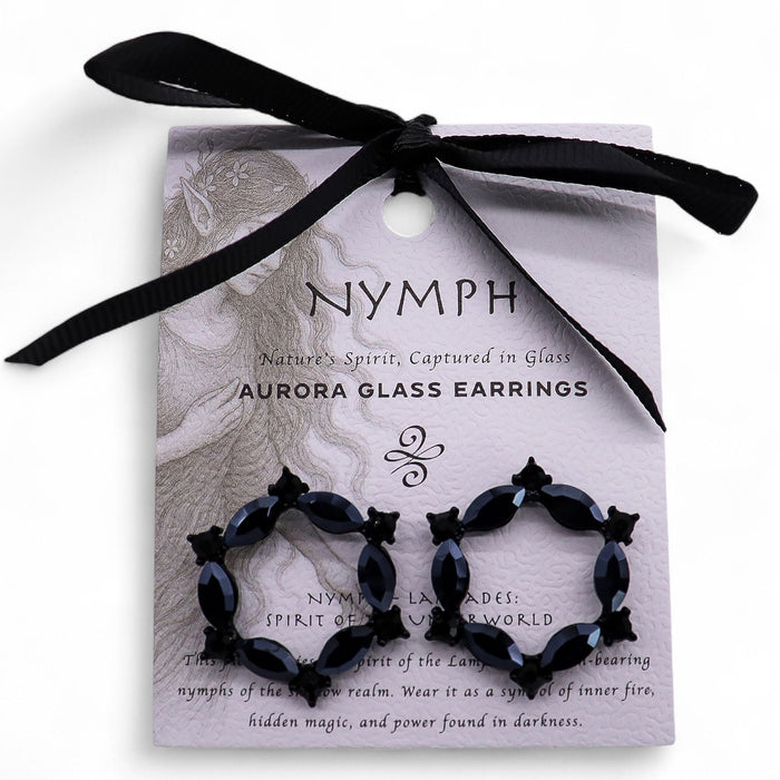 Nymph Aurora Glass Earrings - Loop, Jet Black