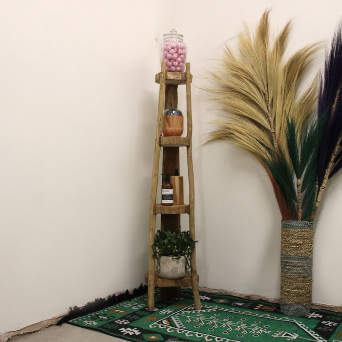 Natural Teak Corner Unit - 4 Shelves