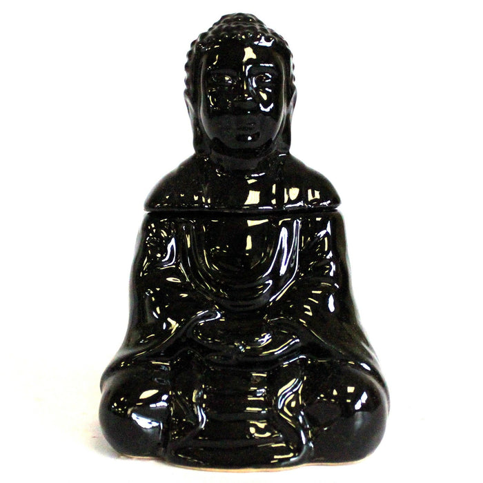 Keramik-Duftlampe – Sitzender Buddha, Schwarz