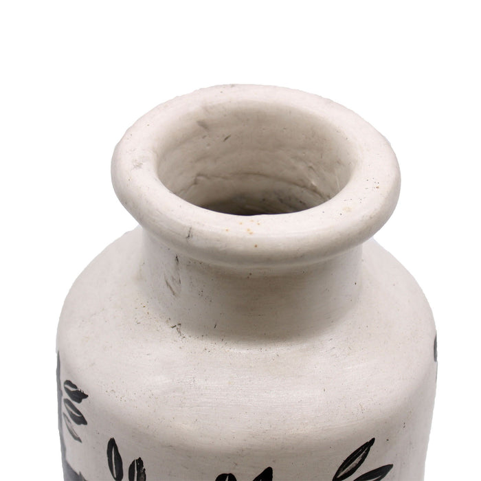 Vase droit en céramique de style oriental - Motif bambou, Naturel