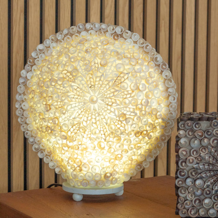 Large Boho Cut Art Sea Shell Lamp - Round, 30cm