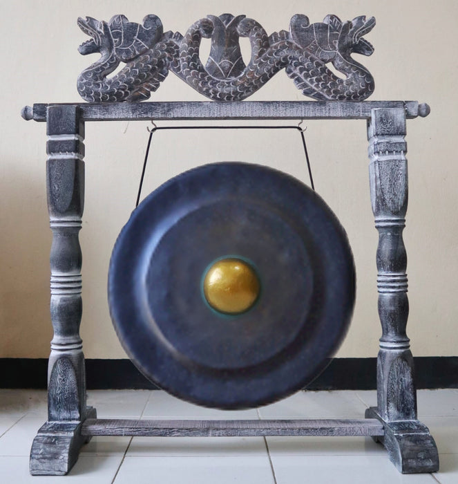 Mittelgroßer Gong auf Ständer – Schwarz 50cm
