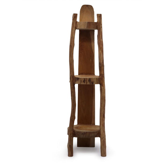 Natural Teak Corner Unit - 3 Shelves