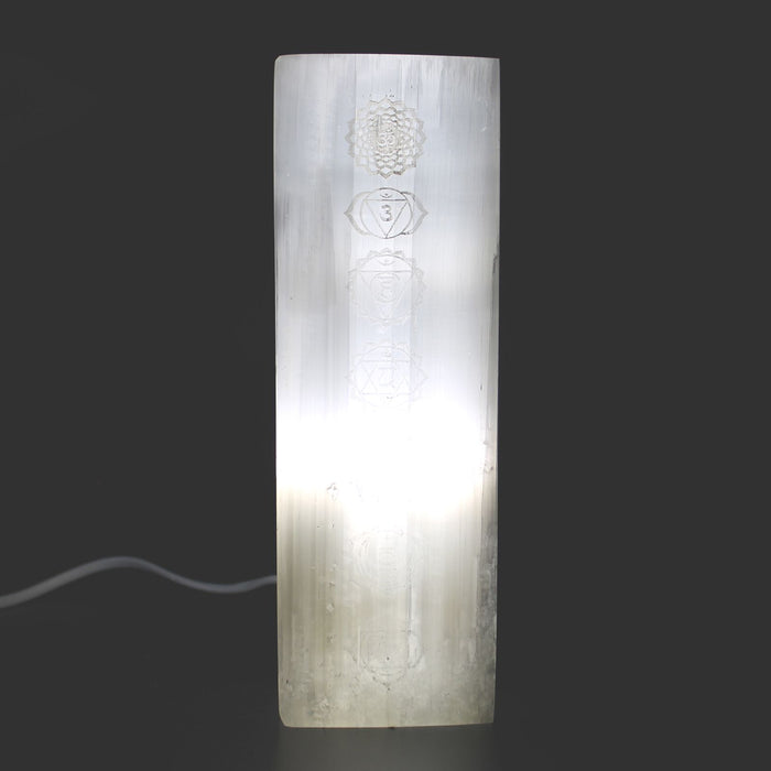 Selenit-Blocklampe – 7 Chakren