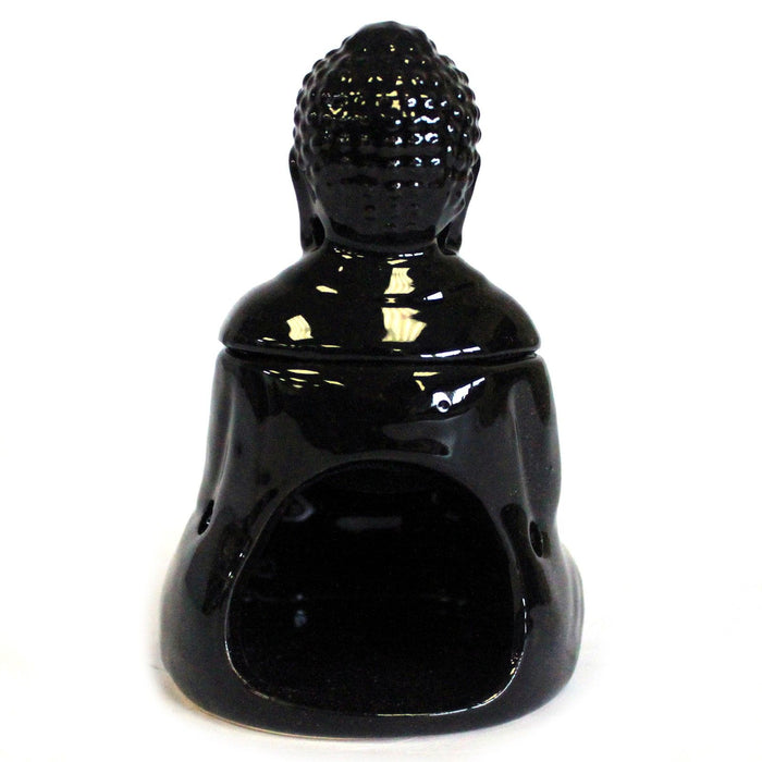 Keramik-Duftlampe – Sitzender Buddha, Schwarz
