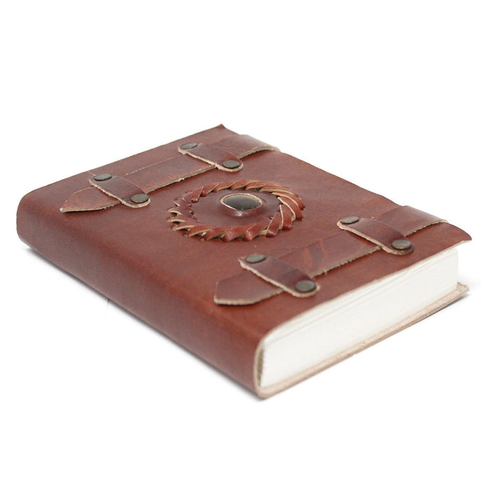 Ledernotizbuch mit Riemen – Tigerauge (15x10cm)