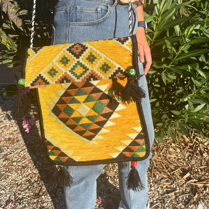 Kilim Sommer Umhängetasche - Gelb