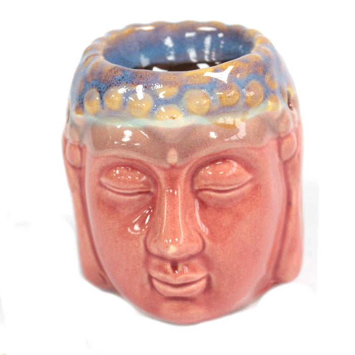 Keramik Duftlampe - Buddha Kopf, Rosa & Petrol