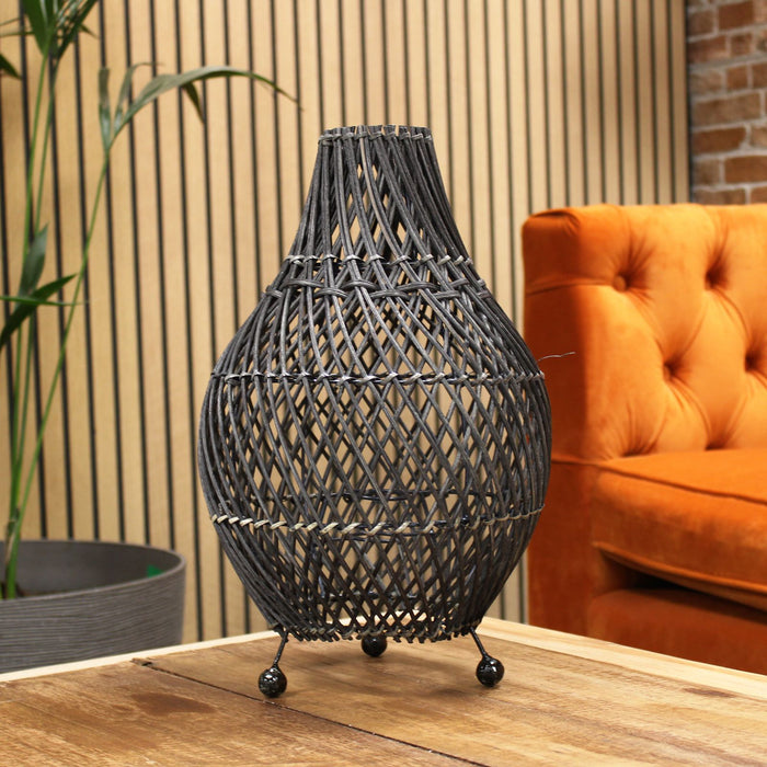 Lampe de table en rotin - Noire