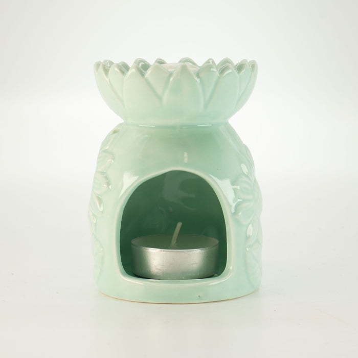 Keramik-Duftlampe – Sonnenblume, Pastellgrün