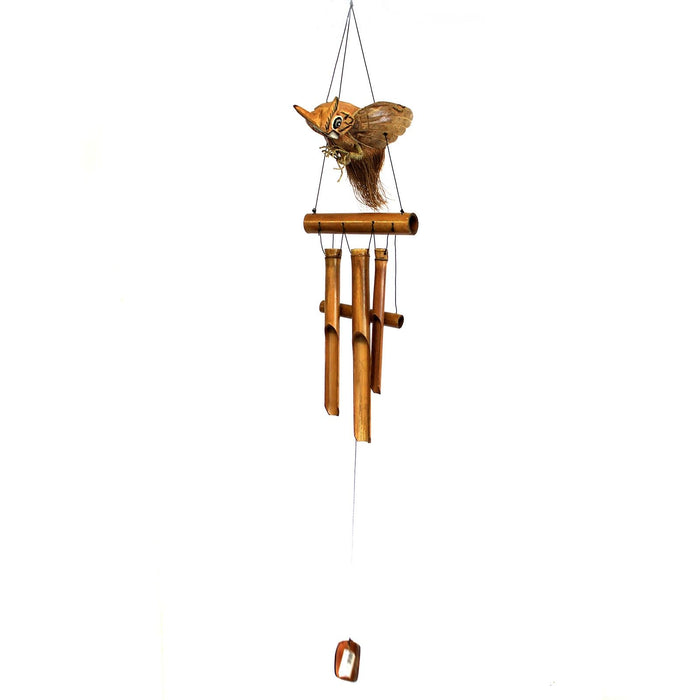 Natürliches Bambus-Windspiel mit Eule