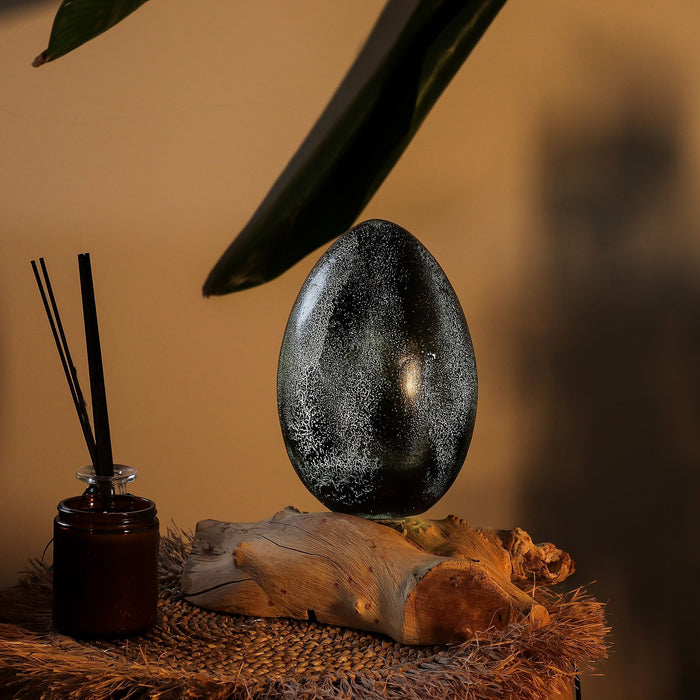DriftGlow Lamp - Grey Crackle 'Lava Egg' Shade