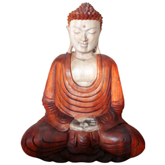 Geschnitzte Buddha-Statue aus Holz, Meditation – 40cm